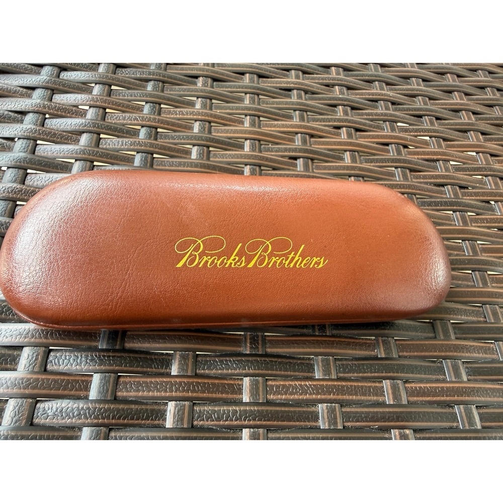 Brooks Brothers Brown Faux Leather Hard‎ Shell Eyeglasses Sunglasses Case Logo